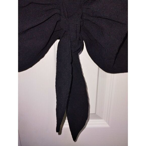 Women's Fred David Black Textured Short-Sleeved Button-Down Tie-Up Blouse -Sz 2X - Picture 3 of 6